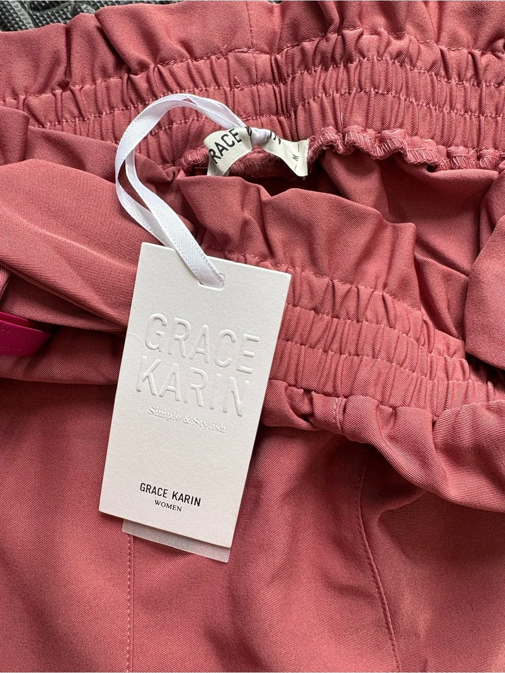 Grace Karin Mauve Paperbag Waist Ankle Pants